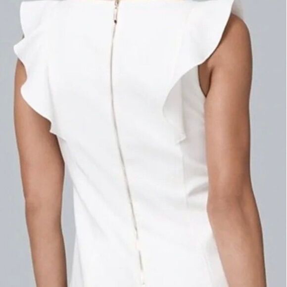 White House Black Market Ruffle-Shoulder Sheath Dress size 6 Flutter Sleeve - Picture 8 of 9